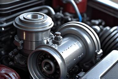 Close-up of a high-performance engine with an upgraded turbocharger assembly.